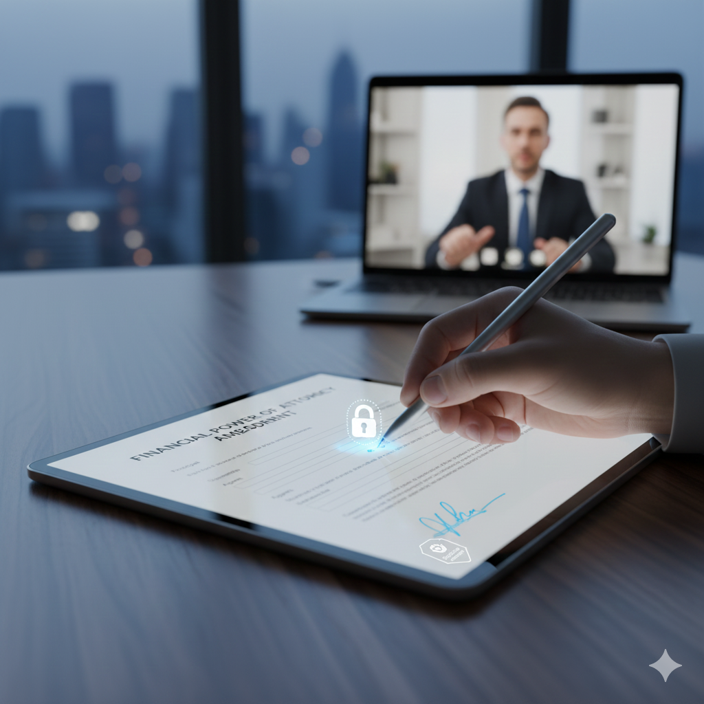 Digital signature on tablet for financial power of attorney update